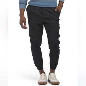 SCOTCH & SODA Black Melange Brushed Wool Blend Pleated Joggers